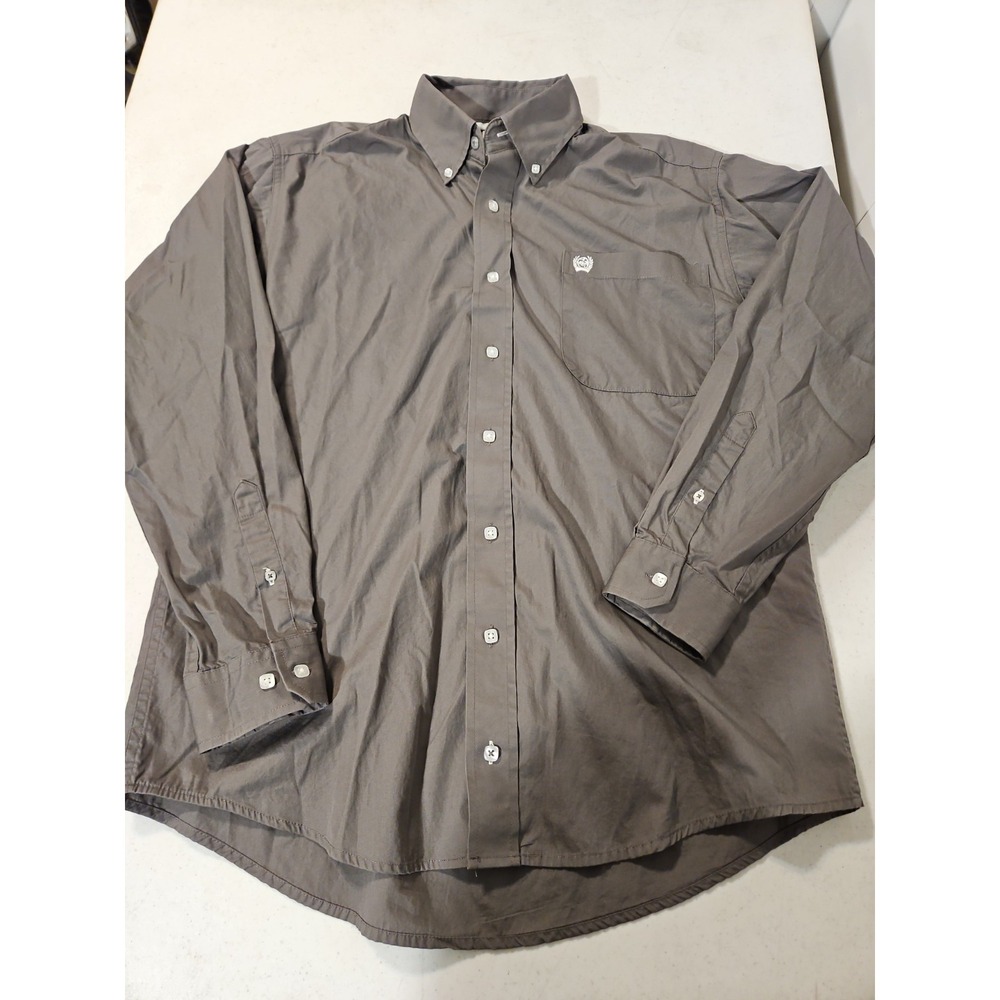Cinch Button Down Long Sleeve Shirt Gray Square Button Shirt Western (1698
